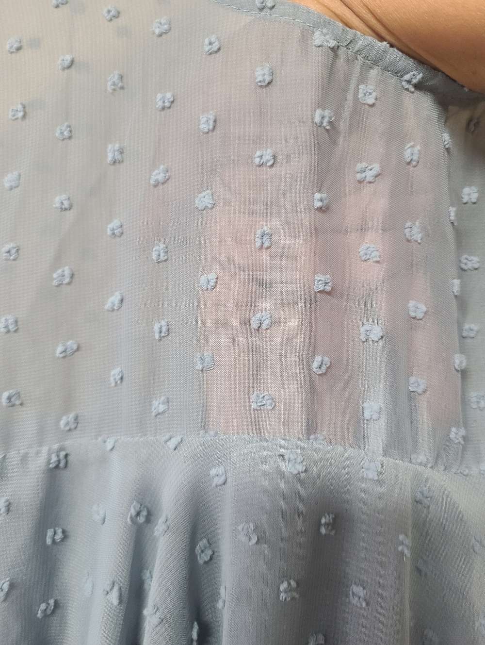 Wowo Light Blue Swiss Dot Pleated Tunic Dress - Picture 6 of 9